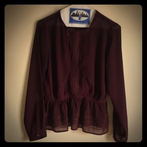 Forever 21 Purple Maroon Evening Blouse